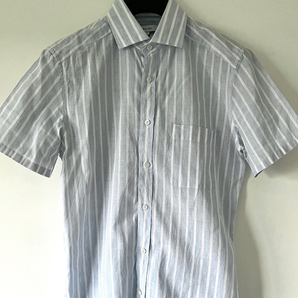 Reiss Blue Stripe Linen Shirt